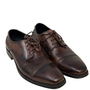 Asher Green Brown Dress Shoes Leather Cap Toe Oxford Men's 10.5